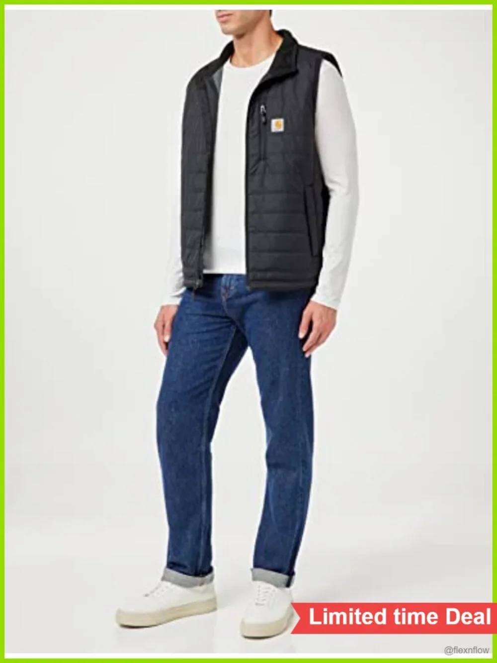 Men's Quilted Gilliam Work Utility Vest Mock-Neck Nylon Insulated Sleeveless